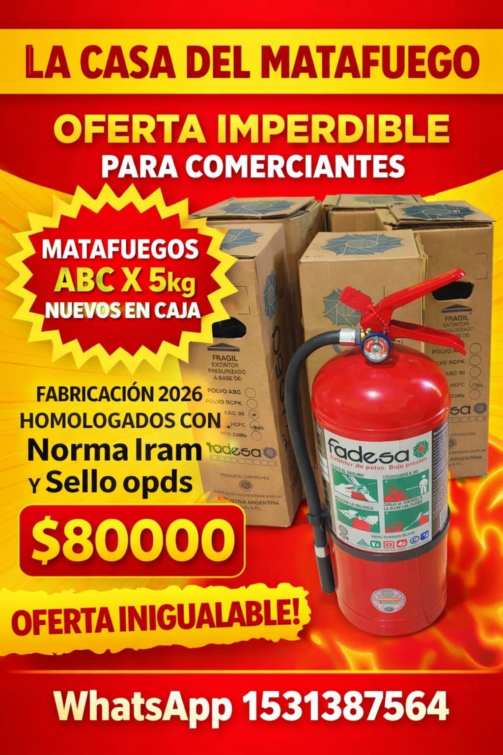Matafuego ABC 5kg nuevo homologado para habilitar tu comercio
