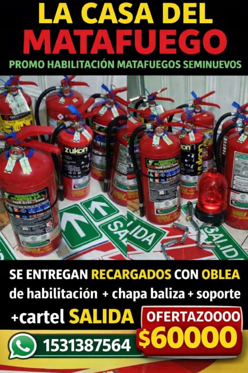 Promo de habilitación con matafuego seminuevo y accesorios incluidos