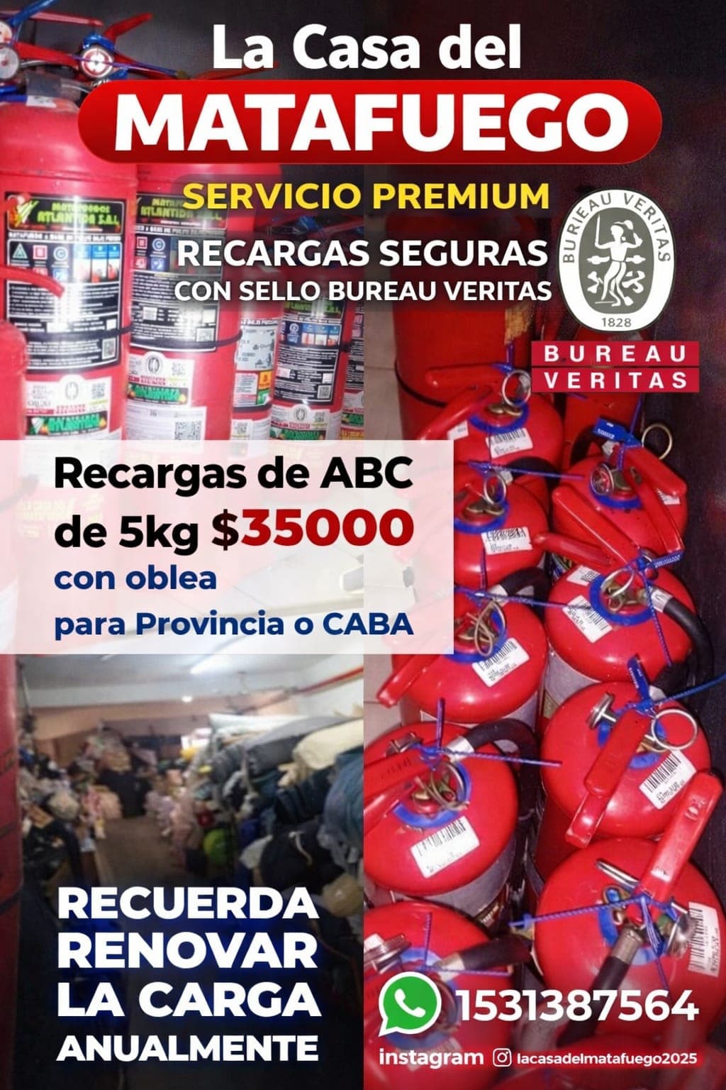 Recarga segura de ABC 5kg con oblea para Provincia o CABA